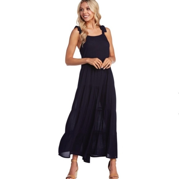 Mudpie Womens Tiered Maxi Dress Size S Blue Shoulder Ties Boho Peasant Granny - Picture 9 of 9